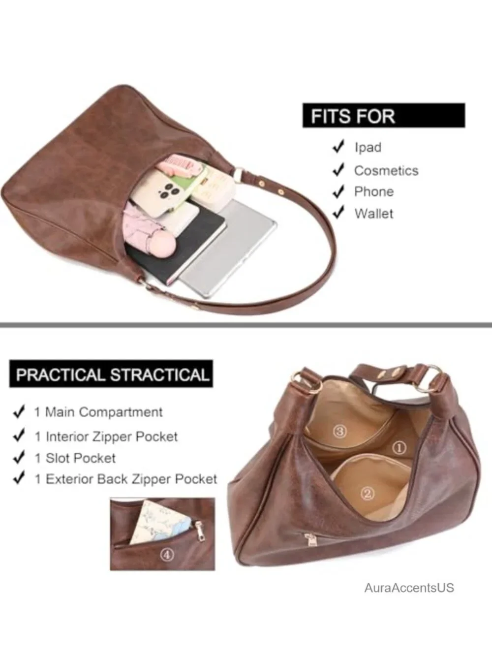Crescent Shaped Hobo Bag Women Crossbody Shoulder Handbag PU Leather